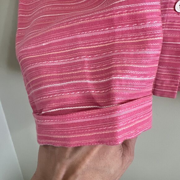David Brooks Linen-cotton Blend PinkTops Womens Size L Long Sleeve Button Shirt - Picture 5 of 6